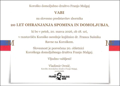 20 LET KOROŠKO DOMOLJUBNO DRUŠTVO FRANJO MALGAJ